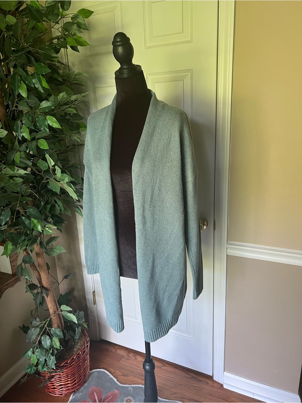 Pure Jill Open-Front Mint Green Women’s Sweater Cardigan